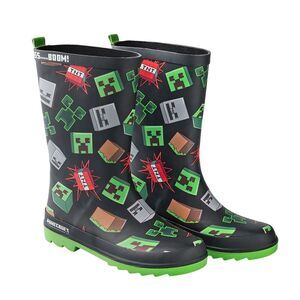 Minecraft Boys Icons Rain Boots / Black/Green
